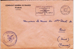 TUNISIE - 1962 - ENVELOPPE Du CONSULAT De FRANCE à TUNIS - Frankobriefe