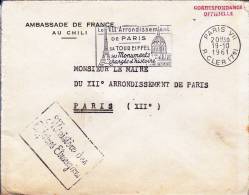 CHILI - 1961 - ENVELOPPE De L'AMBASSADE De FRANCE à SANTIAGO - Cartas Civiles En Franquicia