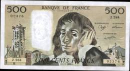 TRES TRES BEAU BILLET DE 500 FRCS PASCAL DATE DU 5.05.1988 - 500 F 1968-1993 ''Pascal''