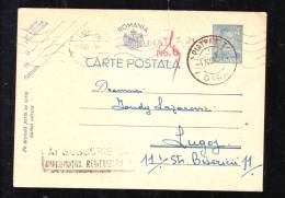 ENTIERS POSTAUX,POSTCARD STATIONERY,VERY RARE METERMARK COMMUNIST PROPAGAND,CENSORED,1941,ROMANIA - Lettres & Documents