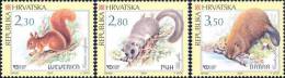 CROATIAN FAUNA - RODENTS ( Croazia 3v MNH**) Squirrel écureuil Scoiattolo Rotella Ghiro Beaver Castor Dormouse Muscardin - Rodents