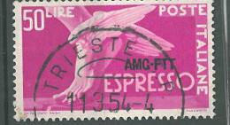 Fra373 Trieste Zona A AMG-FTT, 1952, Espresso, Express, N.7, 50 Lire Rosa, Serie Democratica - Eilsendung (Eilpost)