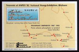 Nauru - 1982 - Phosphate Shipments/"Anpex 82" Stamp Exhibition Miniature Sheet - MNH - Nauru