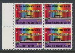 UN New York 1967 Michel 182, Block Of 4, MNH** - Blocks & Sheetlets