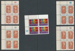 UN New York 1967 Michel 180-184, Blocks Of 4, Lable Corner Block, MNH** - Blocks & Sheetlets