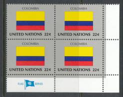 UN New York 1986 Michel 514, Block Of 4, Lable Corner Block, MNH** - Blocs-feuillets