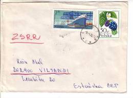GOOD POLAND Postal Cover To ESTONIA 1980 - Good Stamped: Berries ; Ship - Brieven En Documenten