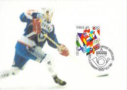 NORVEGE  CARTE MAXIMUM  NUM.YVERT 1104 JEUX OLYMPIQUES LILLEHAMER DE 1994 SPORT - Cartoline Maximum