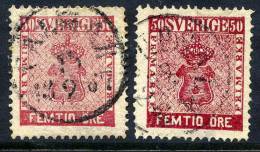 SWEDEN 1858 50 öre In Two Shades, Fine Used.    Michel 12a-b - Usados