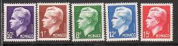 N° 344/348 - Neufs* - Prince Rainier III   -Monaco - Unused Stamps