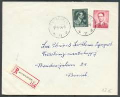 5Fr. Léopold III Col Ouvert + 2Fr. Baudouin Lunettes Obl. Sc ANTWERPEN 11 S/L. Recommandée (étiquette Avec Bdf "Volksdru - 1953-1972 Anteojos