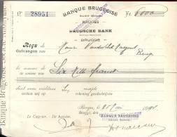 Wissel Rekening Nota Banque Brugeoise  - Vandevelde Bruges - Brugge 1914 - Cambiali