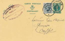149/20 - Entier Houyoux CLAVIER 1931 Vers OUFFET - Cachet Ad. Focan , Géomètre à LEZ AVINS EN CONDROZ - Briefkaarten 1909-1934