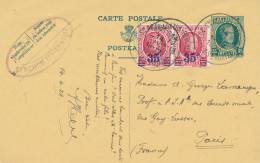 150/20 - Entier Houyoux + TP Idem BERCHEM Ste AGATHE 1928 Vers PARIS  - Cachet Privé A. Herlin - Tarjetas 1909-1934