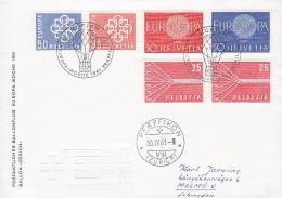 ## Switzerland Ballonflug Europa Woche 1961 Cover Brief To MALMÖ Sweden Multiple Europa CEPT Franking - First Flight Covers