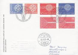 ## Switzerland Ballonflug Europa Woche 1961 Cover Brief To MALMÖ Sweden Multiple Europa CEPT Franking - Premiers Vols