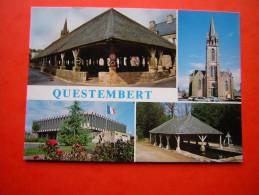 CPM 56 QUESTEMBERT MULTI VUES LES HALLES L'EGLISE L'HOTEL DE VILLE ET LE VIEUX LAVOIR NON VOYAGEE CARTE EN BON ETAT - Questembert