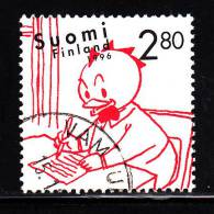 Finland Used Scott #1020 2.80m 'Kieku' Writing Letter By Asmo Alho - Finnish Comic Strips - Usados