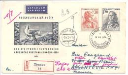 Lettre Recommandée Par Avion Sur Enveloppe 1er Jour Du 28/08/1954 Circulée Vers La France - FDC