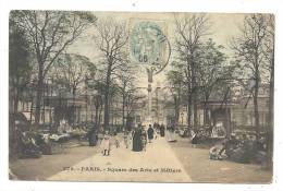 Paris 3ème Arr (75) : Square Émile-Chautemps Ou Square Des Arts Et Métiers  En 1906 (animé).. - Arrondissement: 03