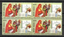 INDIA, 2010, Election Commission Of India,  Voting Machine, Technology, Culture, Block Of 4, MNH, (**) - Unused Stamps