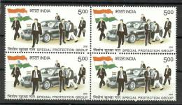 INDIA, 2010, Special Protection Force, Block Of 4,  Gaurd Flag Car Automobile  MNH, (**) - Ongebruikt