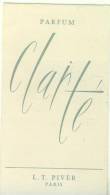Carte L.T. Piver Parfum Clarté  Vierge TBE - Profumeria Antica (fino Al 1960)