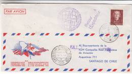 Pays Bas - Lettre De 1952 - 1er Vol Pays Bas - Chili - Cartas & Documentos