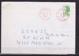 FRANCE LETTRE AVEC CACHET ROUGE DU 10.9.1988 A DESTINATION DE PARIS TIMBRE 2F LIBERTE VERT - Cartas & Documentos