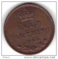 COINS  GRANDE BRETAGNE  KM 738 1/2 Farthing 1844 .   (DP163) - A. 1/4 - 1/3 - 1/2 Farthing