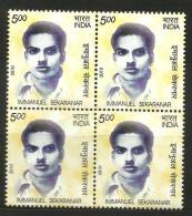 INDIA, 2010, Emmanuel Sekaranar, Block Of 4,  MNH, (**) - Unused Stamps