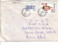 GOOD POLAND Postal Cover To ESTONIA 1989 - Good Stamped: Ships ; Medal - Briefe U. Dokumente