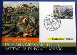 ITALY 2012 -  MAXIMUM CARD  1700TH ANNIVERSARY PONTE MILVIO BATTLE, JOINT EMISSION ITALY-VATICAN - Maximum Cards