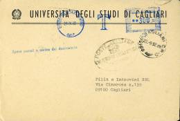 STORIA POSTALE TASSATA MECCANICA 300 Lire 1982 UNIVERSITA CAGLIARI - Portomarken