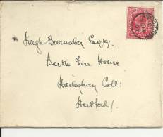 INGLATERRA 1907 CC DE ASFORDBY A HETFORD AL DORSO MAT LLEGADA - Lettres & Documents