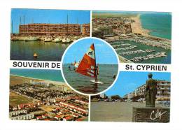 Saint Cyprien: Le Port, Vue Generale, Port Cypriano, Boulevard Maillol, Planche à Voile (12-4846) - Saint Cyprien