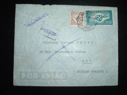 LETTRE PAR AVION TP 3S + 50C OBL. HEXAGONALE 18 MAR 43 LISBOA CORREIO AEREO - Marcophilie