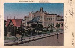 OLD PC BRASIL  PERNAMBUCO - RECIFE ESTACAO CENTRAL RAILWAY STATION RARE 1908 - Recife