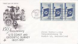 150th Anniversary U.S Coast And Geodetic Survey - First Day Of Issue - 11 Feb 1957 - 1951-1960