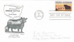 100th Anniversary Angus Cattle In The United States - First Day Of Issue -5 Oct 1973 - 1971-1980