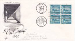 Ancient Plaza Santa Fe New Mexico - 1 1/4 Coil Stamp - First Day Of Issue -17 Jun 1960 - 1951-1960
