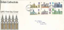 1969 British Cathedrals Set Of 6 Stamps On Neatly Addressed First Day Cover FDI London 28 May 1969 - 1952-1971 Pre-Decimal Issues