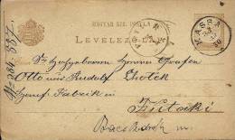 LEVELEZO-LAP, Kassa, 1887., Hungary, Carte Postale - Covers & Documents