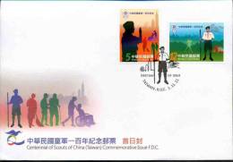 FDC(B) 2011 Centennial Boy Scout Of China (Taiwan) Stamps Scouting Wheelchair Taipei 101 Camp Mount Forest - Covers & Documents