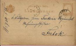 LEVELEZO-LAP, Galgooz - Futtar, 1885., Hungary, Carte Postale - Briefe U. Dokumente