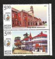 INDIA, 2010, Postal Heritage Buildings Of India, Setenant, Vertical, Shimla And Nagpur,   MNH, (**) - Neufs