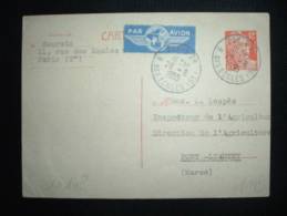 CP ENTIER PAR AVION POUR MAROC TYPE MARIANNE DE GANDON 12F OBL. 26-8-1955 PARIS 28 (75) - 1945-54 Marianne De Gandon