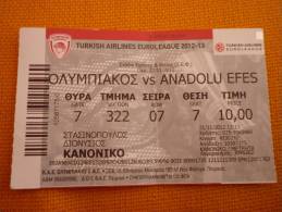 Olympiakos-Anadolou Efes BasketballTurkish Airlines Euroleague Match Ticket - Tickets - Entradas