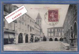 Carte Postale 32. Fleurance  Mercerie Bonnetrie  Place De La Mairie Et Le Clocher Trés Beau Plan - Fleurance