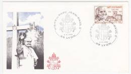 Enveloppe Type FDC - Cachet Temporaire "Visite Du Pape Jean Paul II " LYON 1988 - Matasellos Conmemorativos